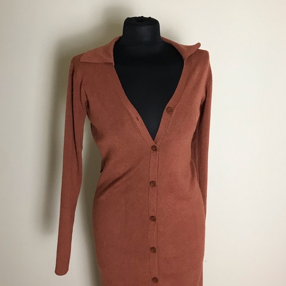 ASOS Petite Dresses & Skirts - ASOS Cognac Brown Cardigan Sweater Dress